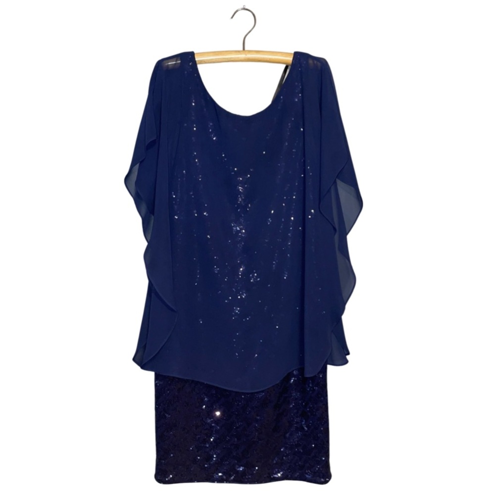 Laundry Shelli Segal Chiffon Overlay Sequin Dress